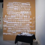 Robin Field paper chain guys Dimensions: 4’ X 6’ Medium: Paper and pins Format: Installation